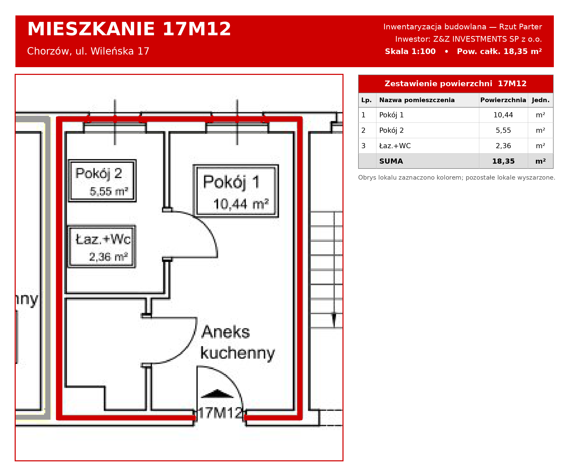 Dwa pokoje Wileńska 17 m 12