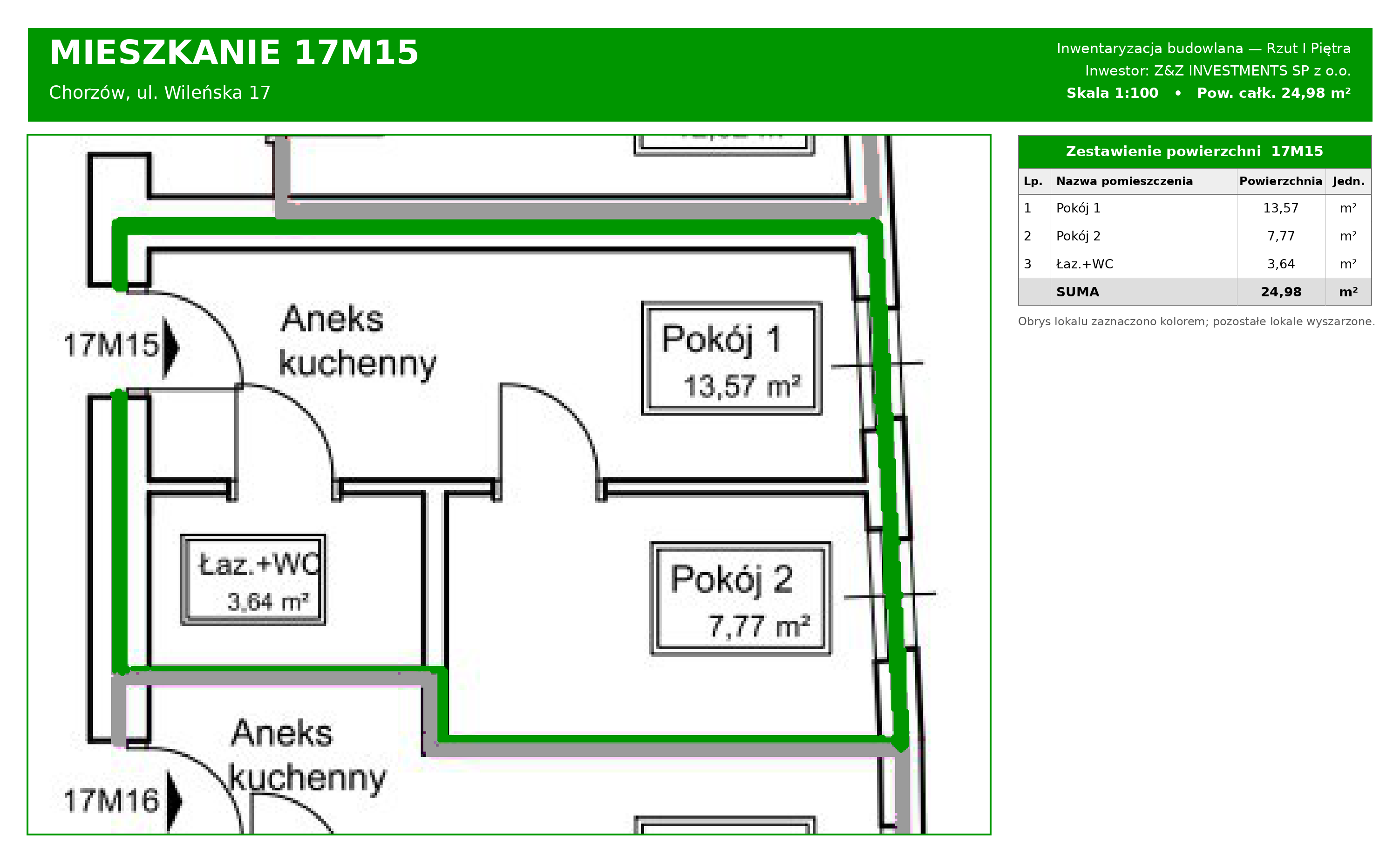 Dwa pokoje Wileńska 17 M 15