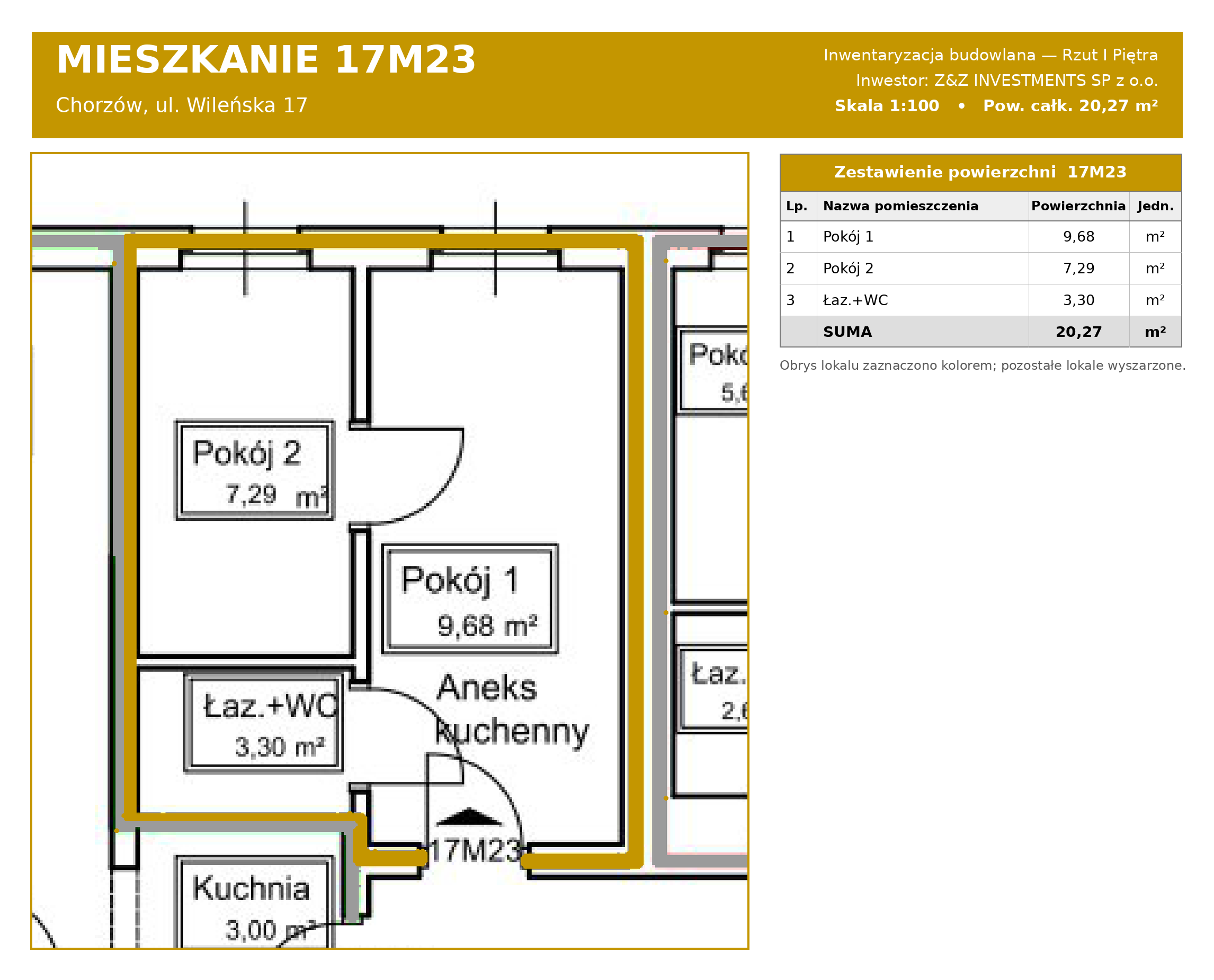 Dwa pokoje Wileńska 17 M 23